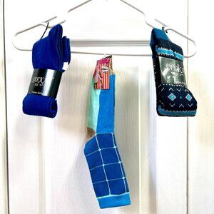 NEW LADIES SIZE 9-11 SAKKAS FASHION SOCKS SET OF 3 MIDCALF BLUE DESIGNS